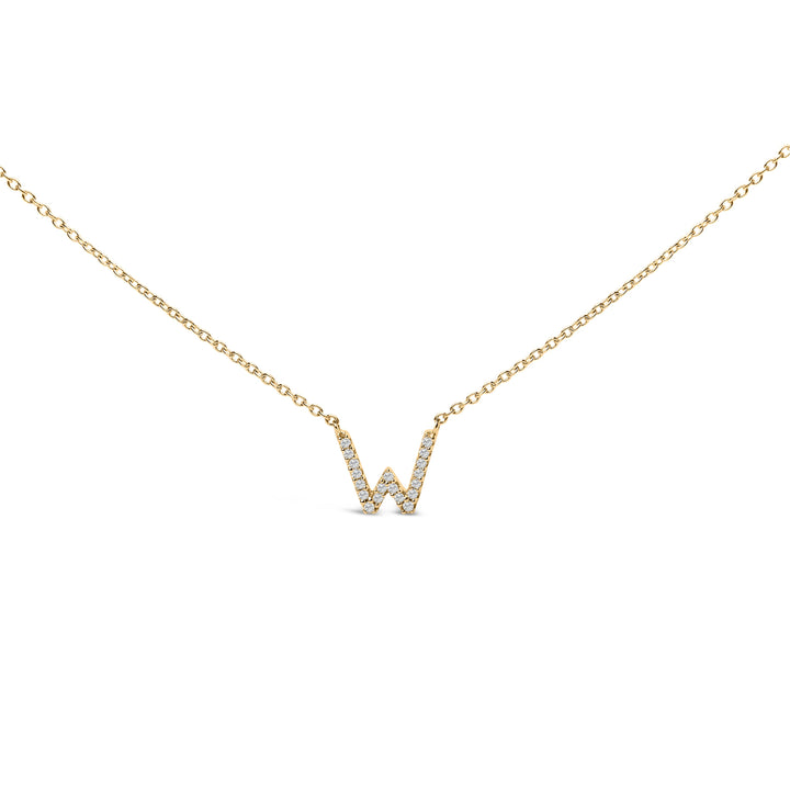 10K White Gold Diamond Accent "A" Block Initial Pendant Necklace