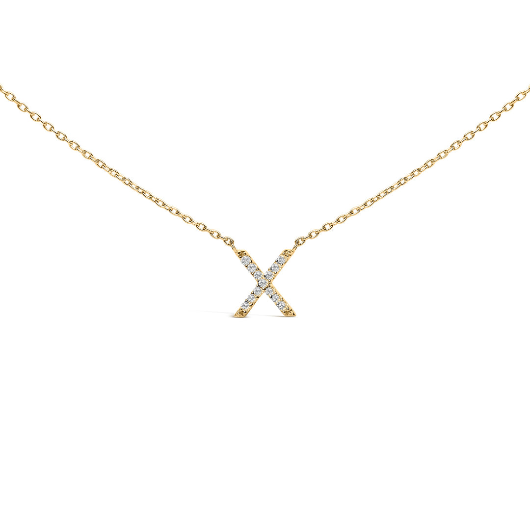 10K White Gold Diamond Accent "A" Block Initial Pendant Necklace