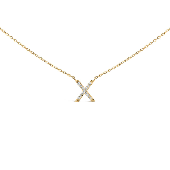 10K White Gold Diamond Accent "A" Block Initial Pendant Necklace