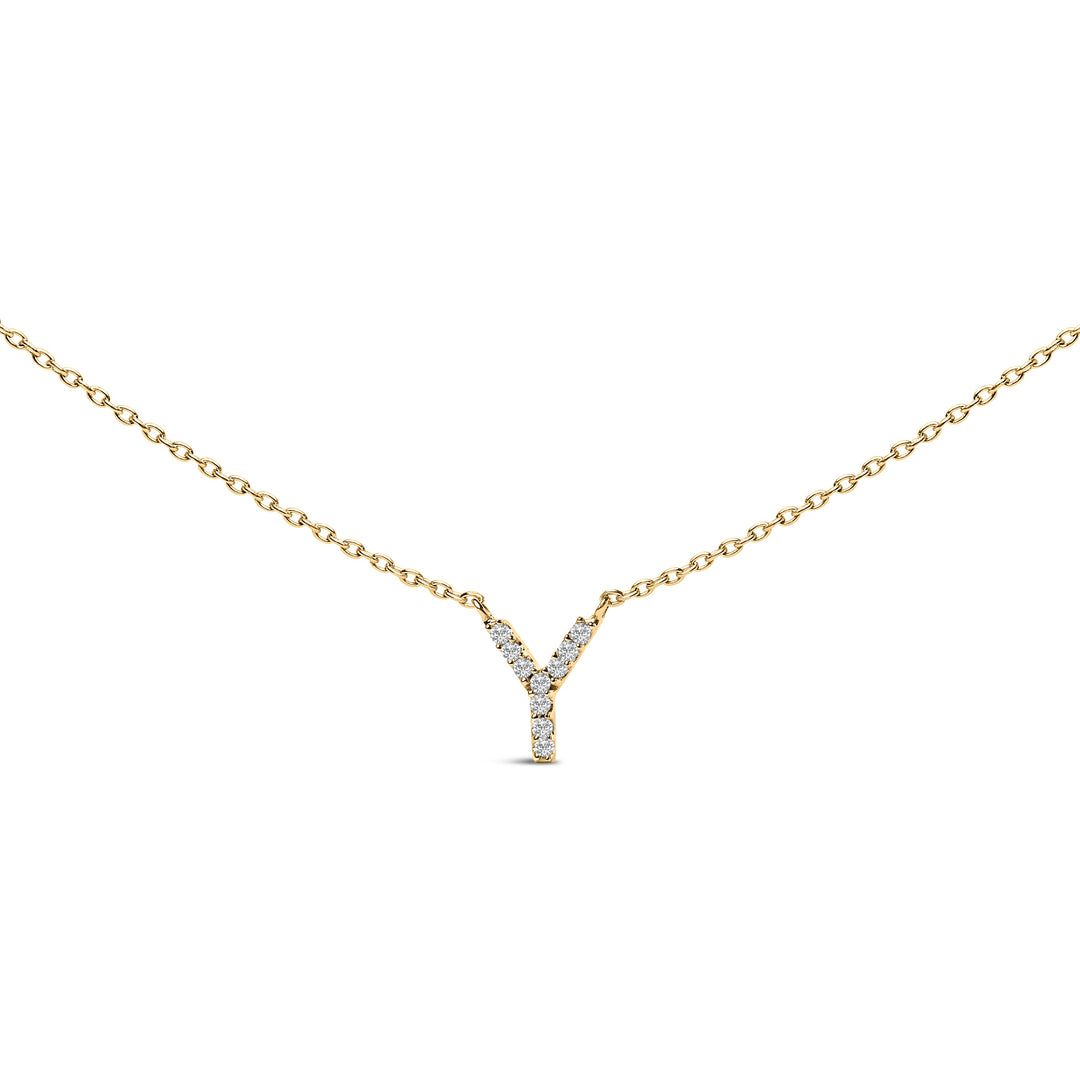 10K White Gold Diamond Accent "A" Block Initial Pendant Necklace
