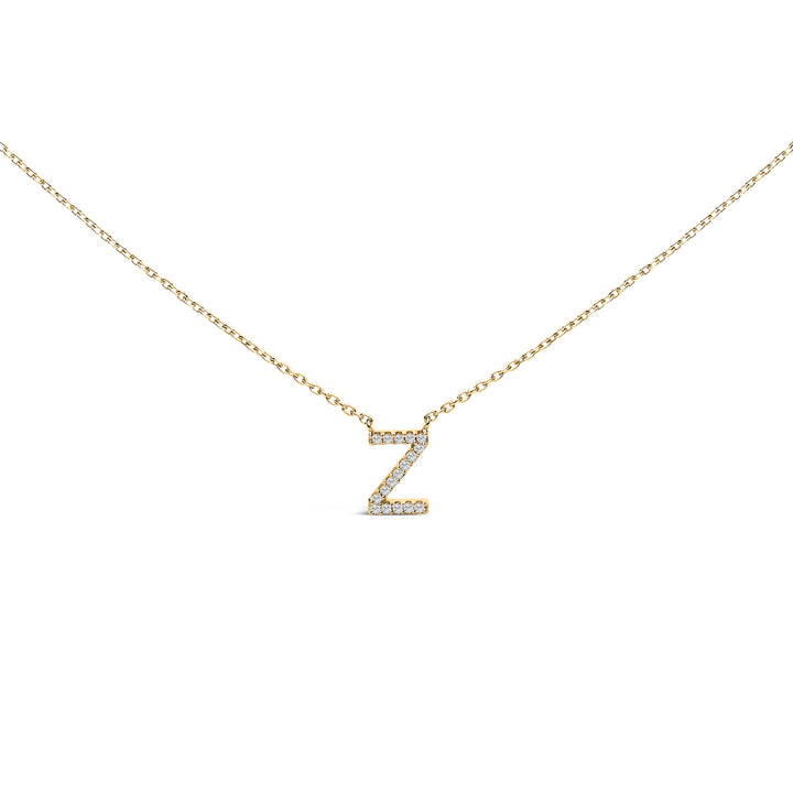 10K White Gold Diamond Accent "A" Block Initial Pendant Necklace