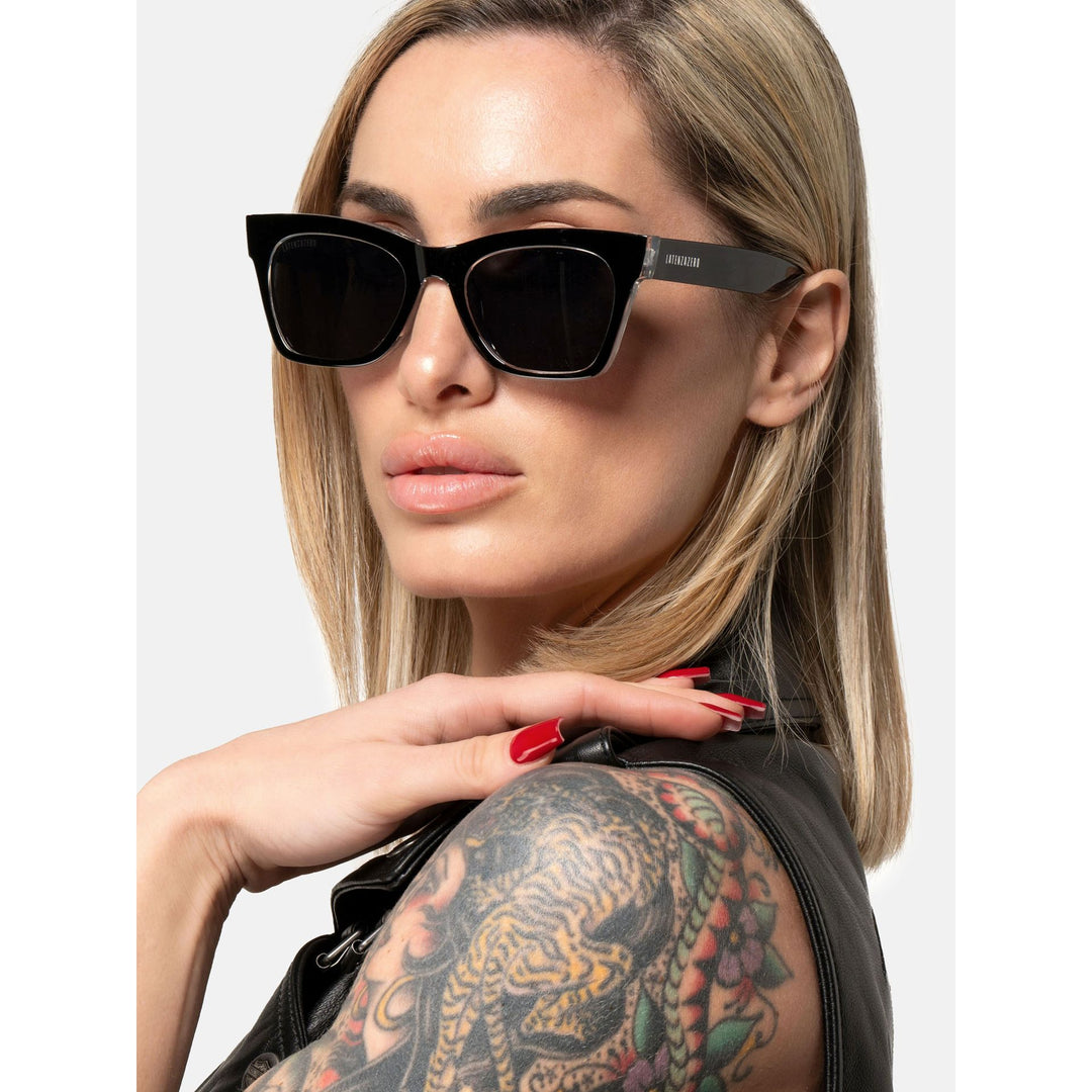 Black stylish Italian designed affordable sunglasses with UV protection.