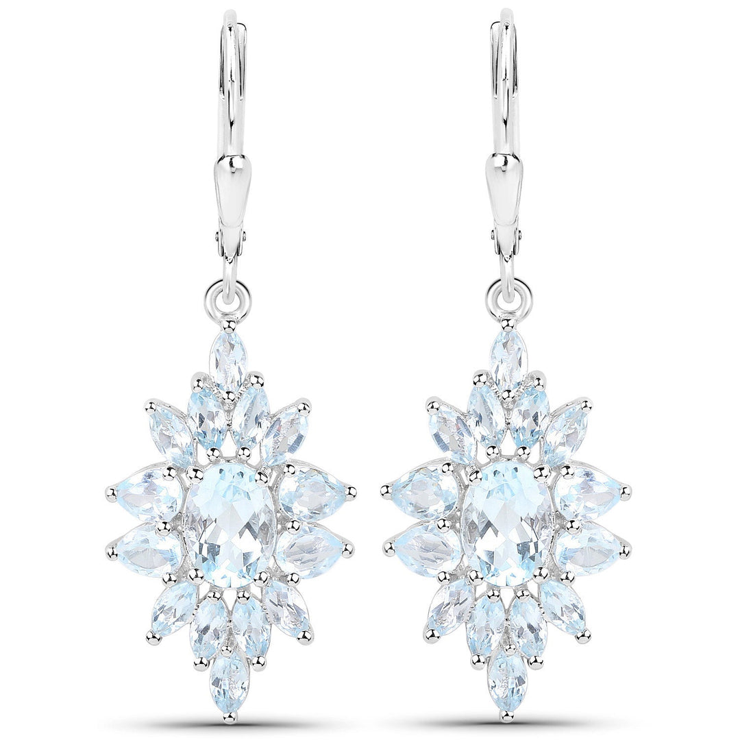 19.18 Carat Genuine Blue Topaz .925 Sterling Silver 3 Piece Jewelry Set (Ring, Earrings, and Pendant w/ Chain)
