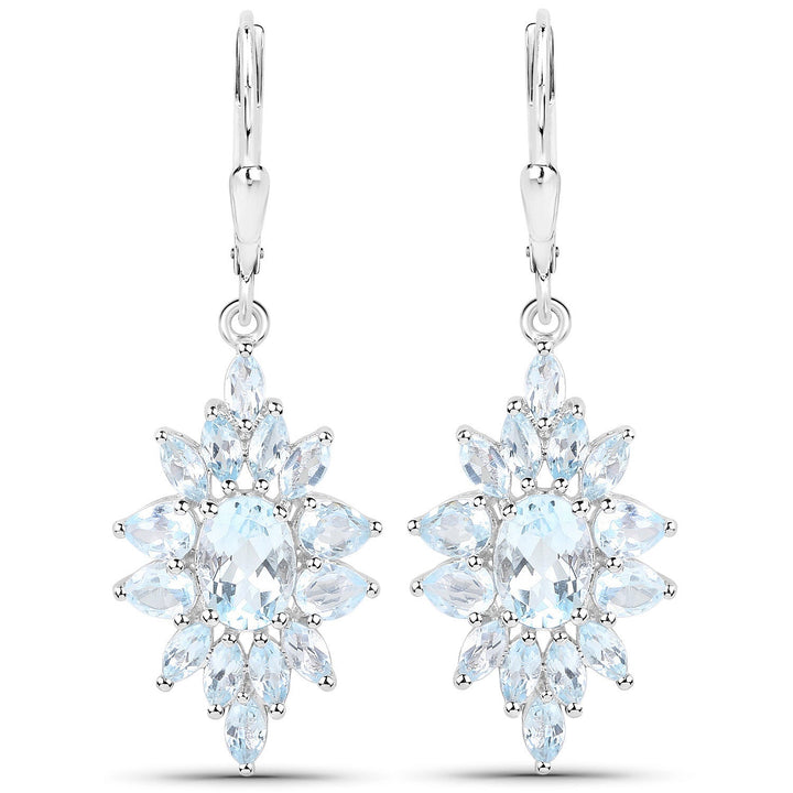 19.18 Carat Genuine Blue Topaz .925 Sterling Silver 3 Piece Jewelry Set (Ring, Earrings, and Pendant w/ Chain)