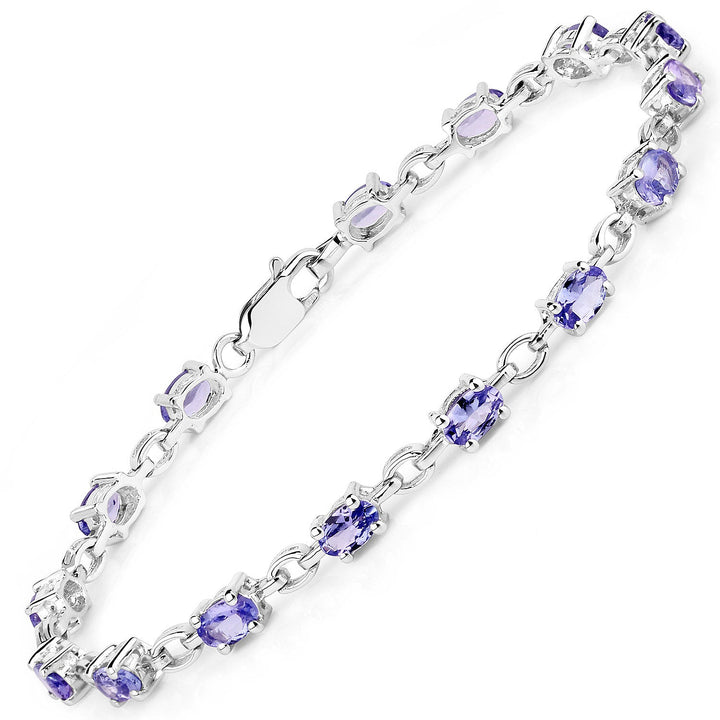 3.12 Carat Genuine Tanzanite .925 Sterling Silver Bracelet