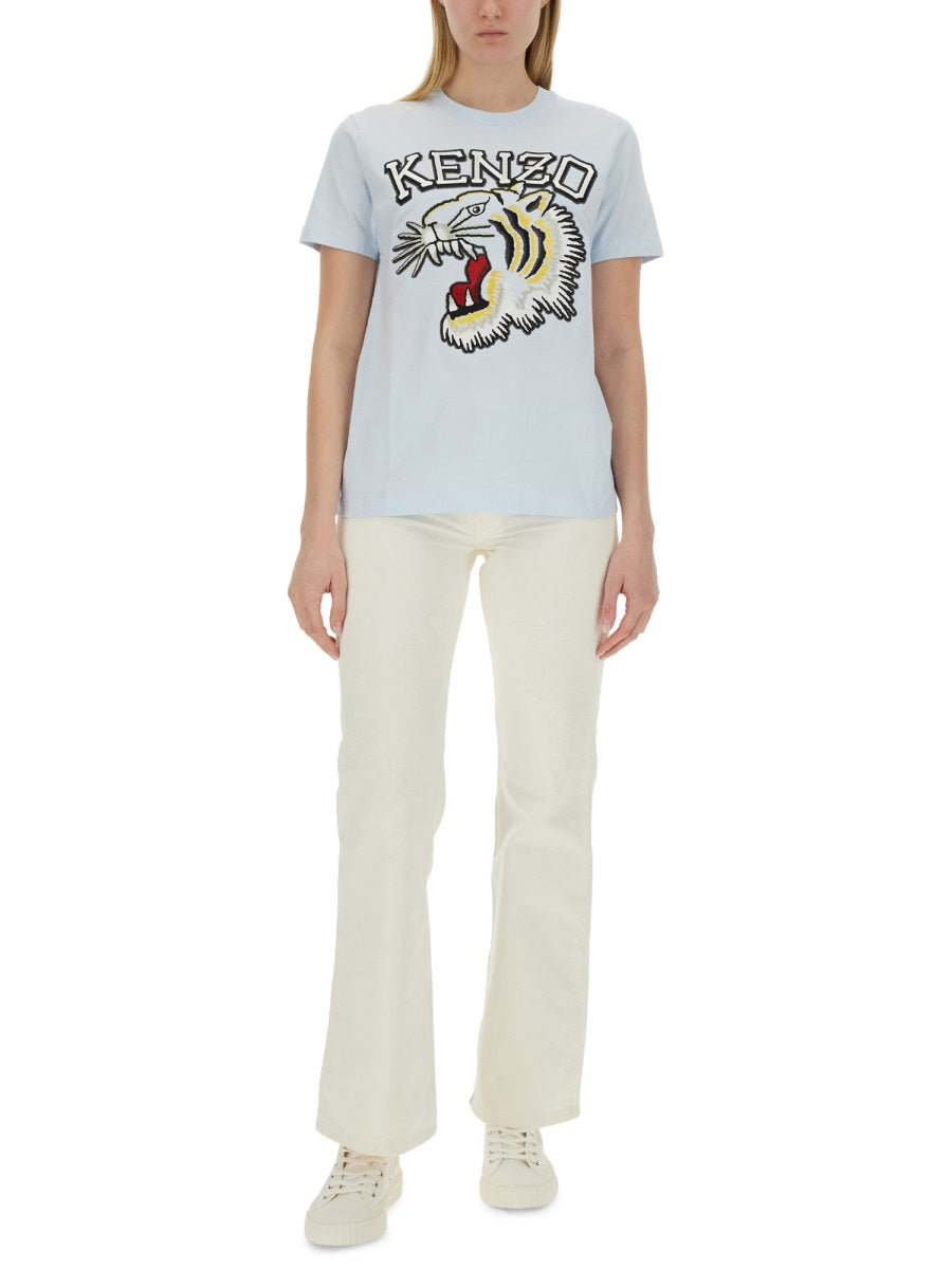 Kenzo Women T-Shirt With Tiger Embroidery