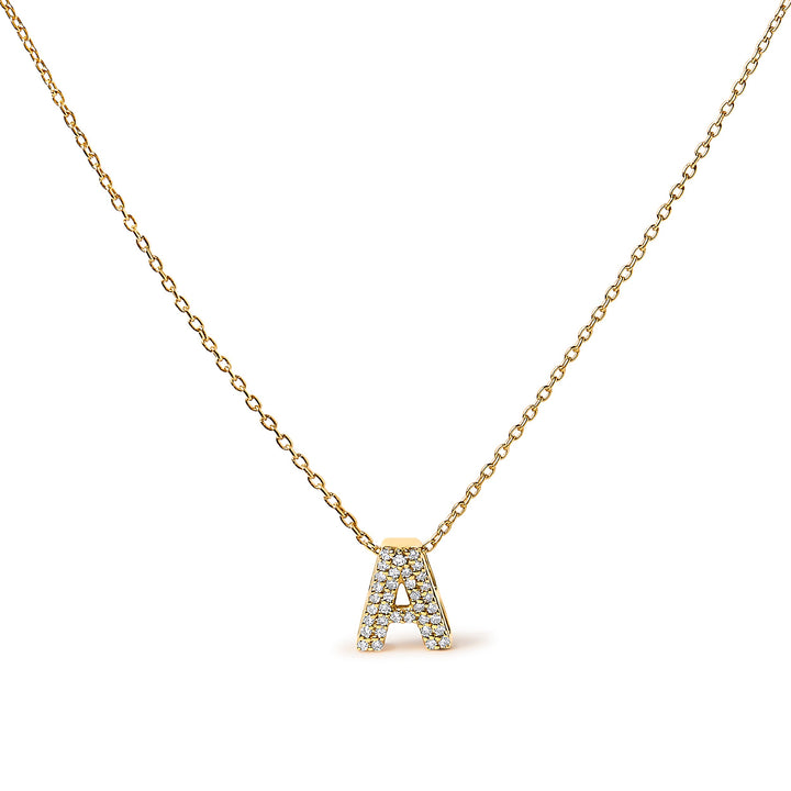 10K White Gold Diamond Accent "A" Initial Bubble Pendant Necklace