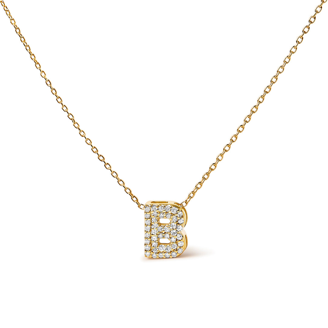10K White Gold Diamond Accent "A" Initial Bubble Pendant Necklace