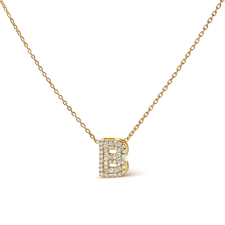 10K White Gold Diamond Accent "A" Initial Bubble Pendant Necklace