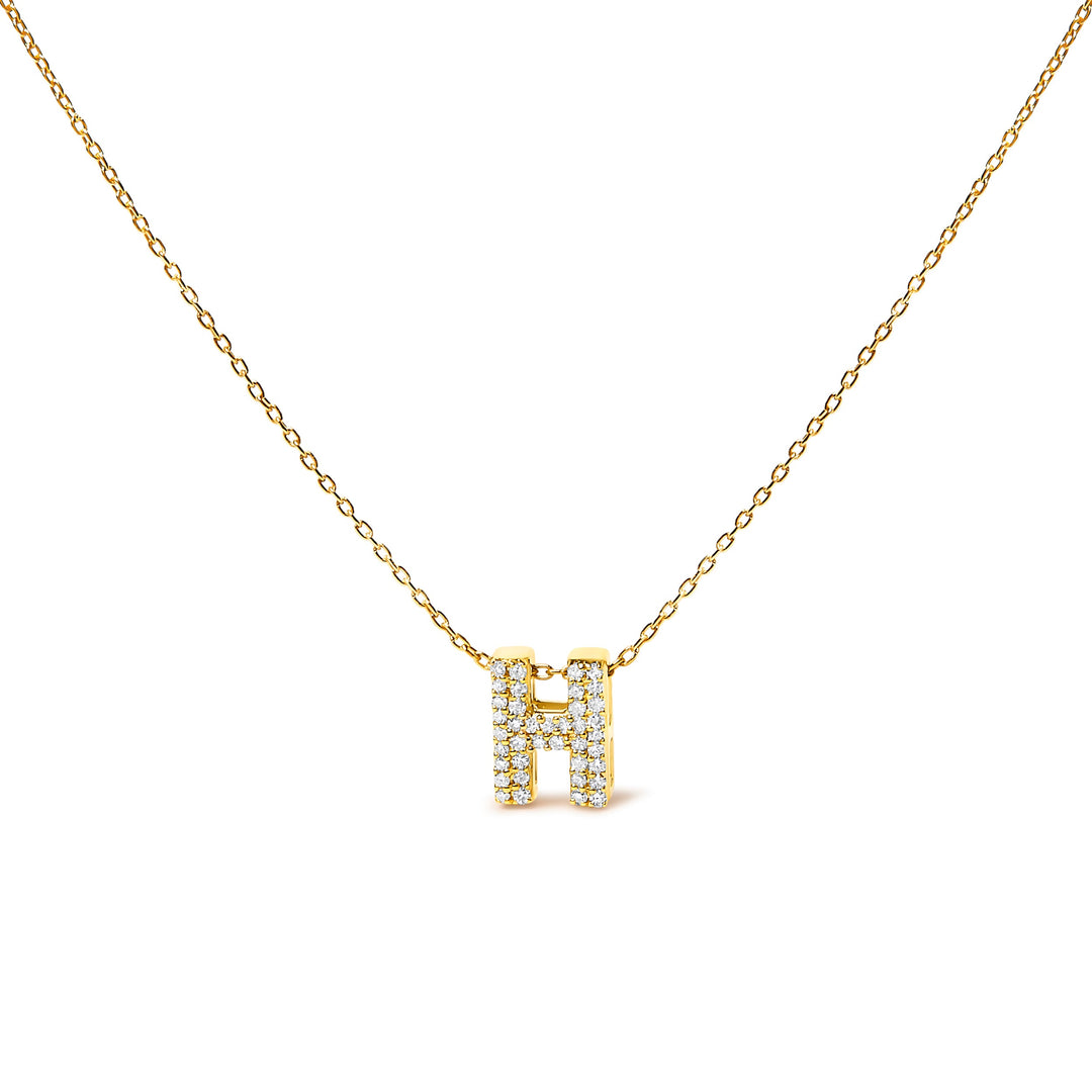 10K White Gold Diamond Accent "A" Initial Bubble Pendant Necklace