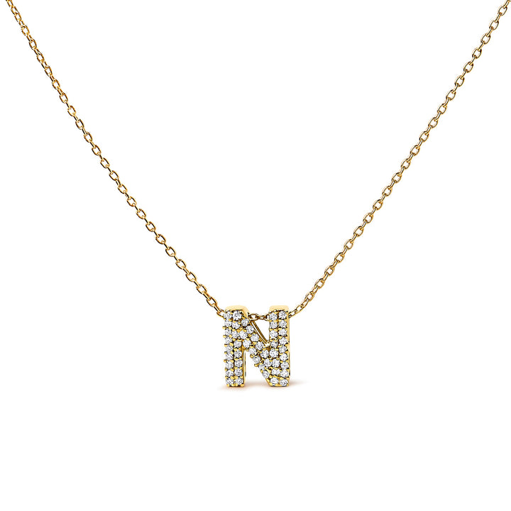 10K White Gold Diamond Accent "A" Initial Bubble Pendant Necklace