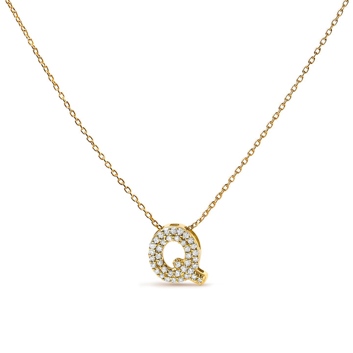 10K White Gold Diamond Accent "A" Initial Bubble Pendant Necklace