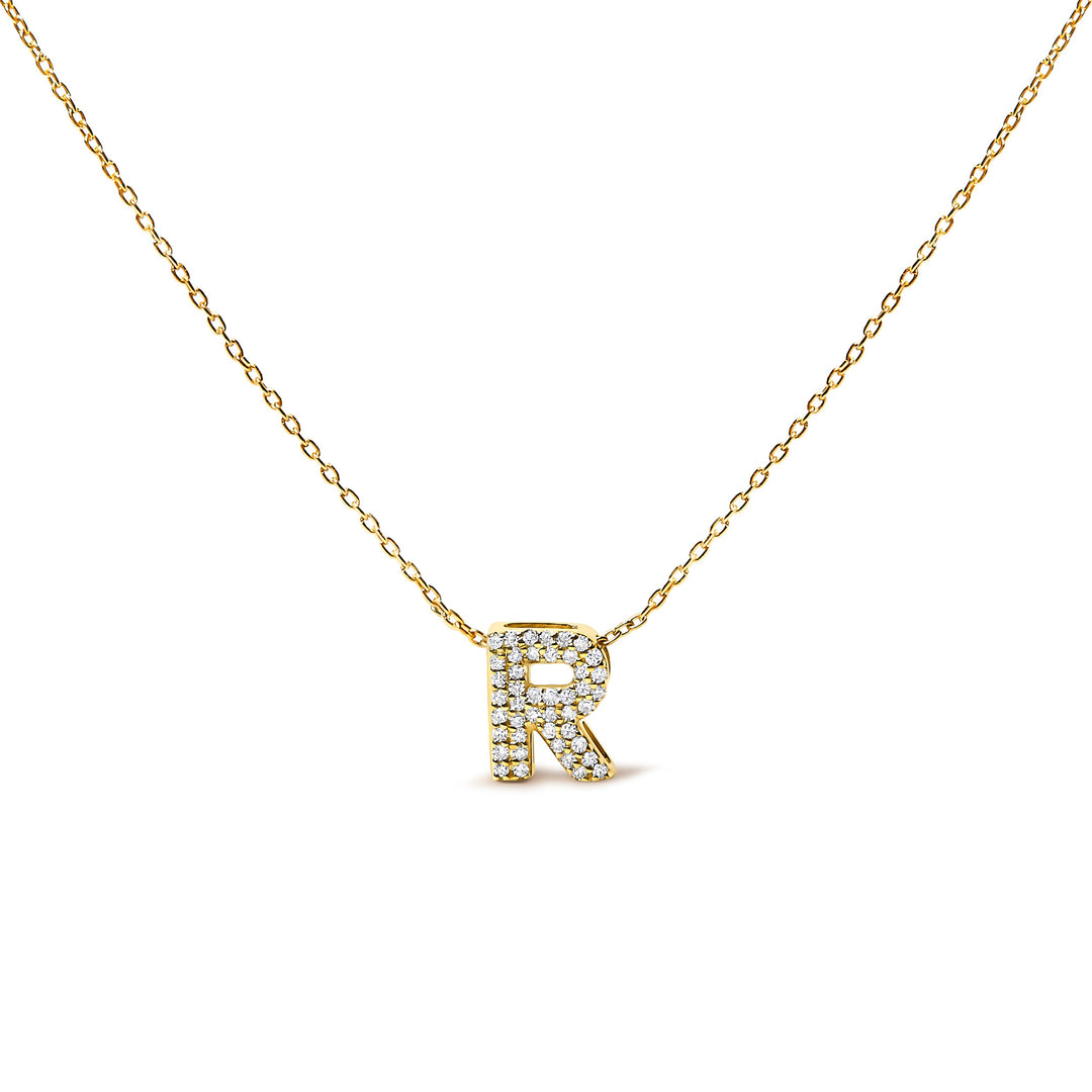 10K White Gold Diamond Accent "A" Initial Bubble Pendant Necklace