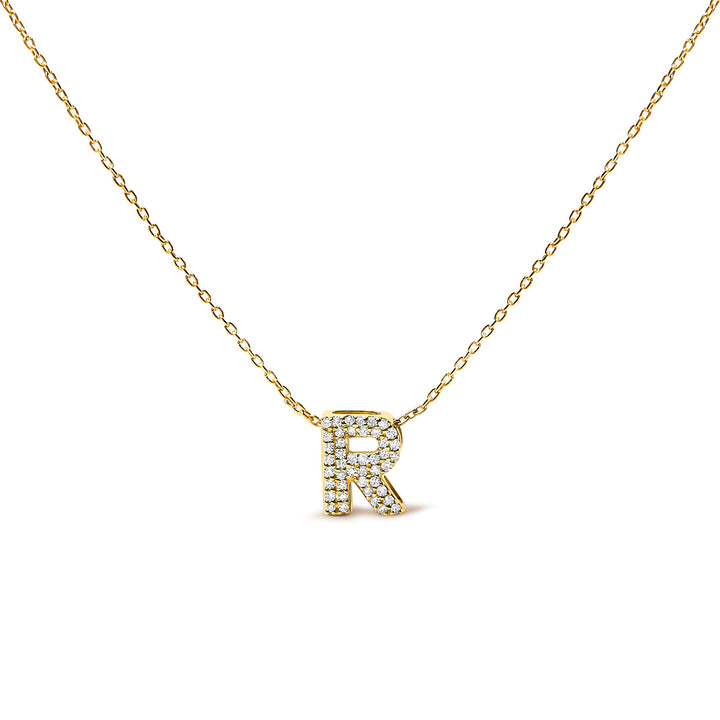 10K White Gold Diamond Accent "A" Initial Bubble Pendant Necklace