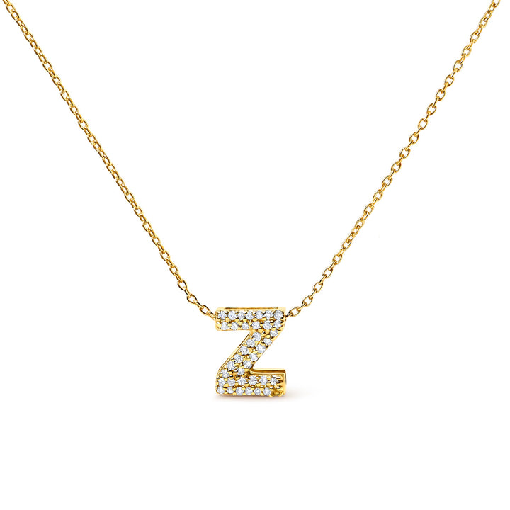 10K White Gold Diamond Accent "A" Initial Bubble Pendant Necklace