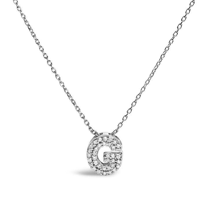 10K White Gold Diamond Accent "A" Initial Bubble Pendant Necklace