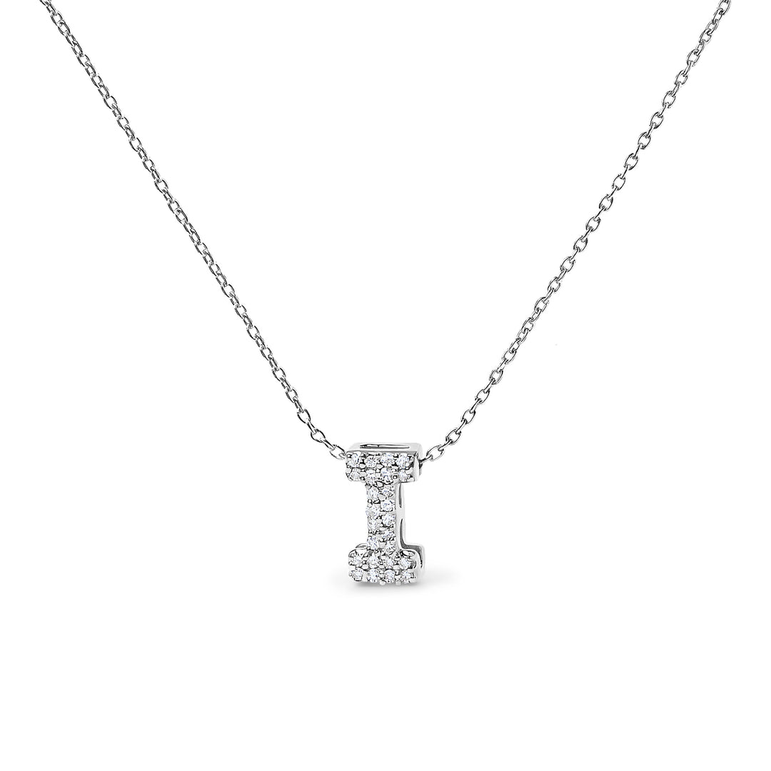10K White Gold Diamond Accent "A" Initial Bubble Pendant Necklace