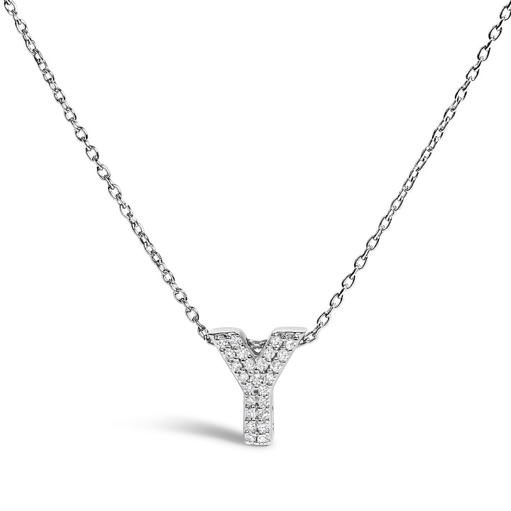10K White Gold Diamond Accent "A" Initial Bubble Pendant Necklace