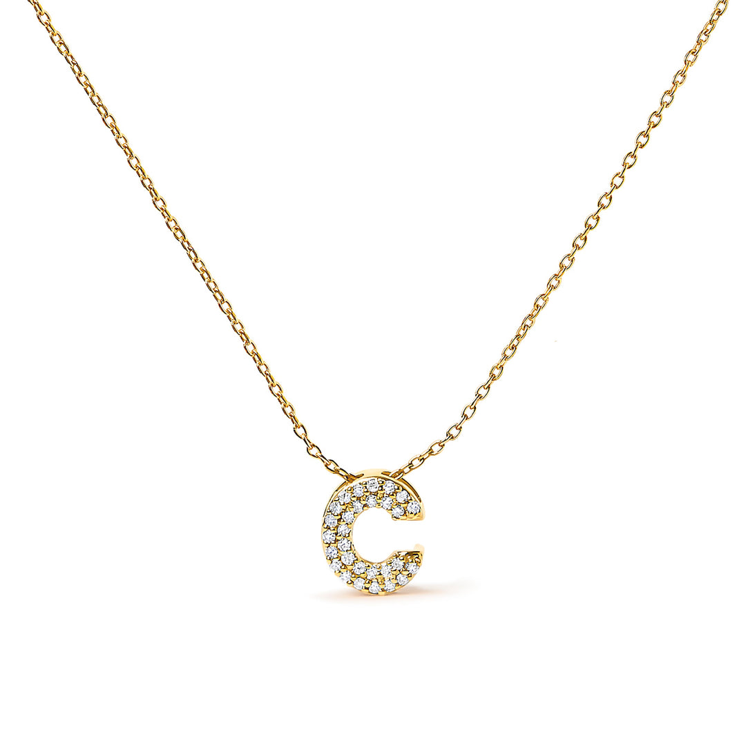 10K White Gold Diamond Accent "A" Initial Bubble Pendant Necklace