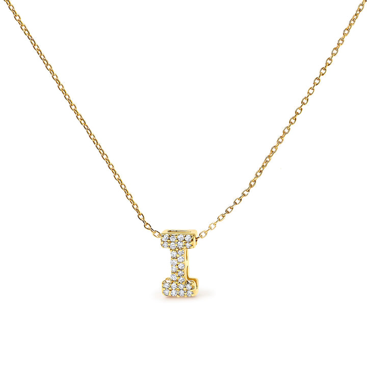10K White Gold Diamond Accent "A" Initial Bubble Pendant Necklace