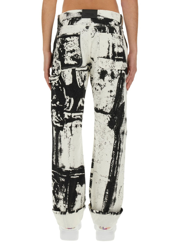 Alexander Mcqueen Men Workwear Jeans With Fold Print