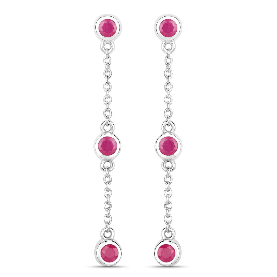 0.78 Carat Genuine Ruby .925 Sterling Silver Earrings