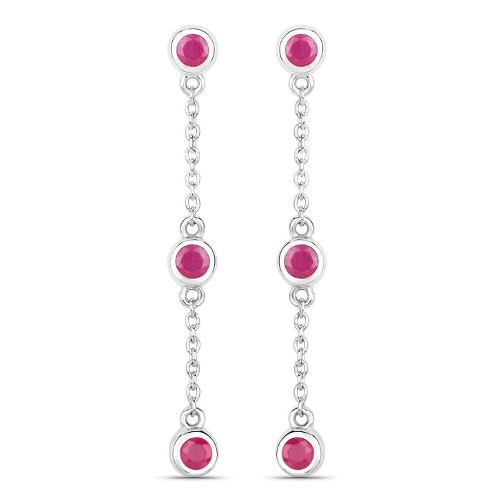 0.78 Carat Genuine Ruby .925 Sterling Silver Earrings