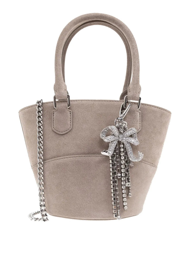 Self-Portrait Women Grey Suede Charm Tote