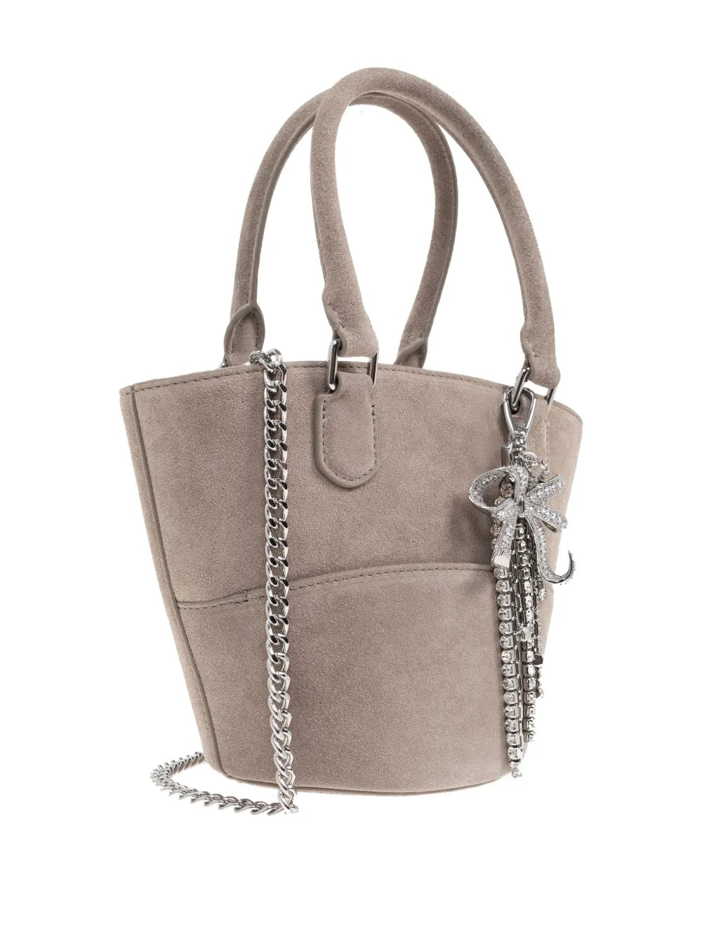 Self-Portrait Women Grey Suede Charm Tote