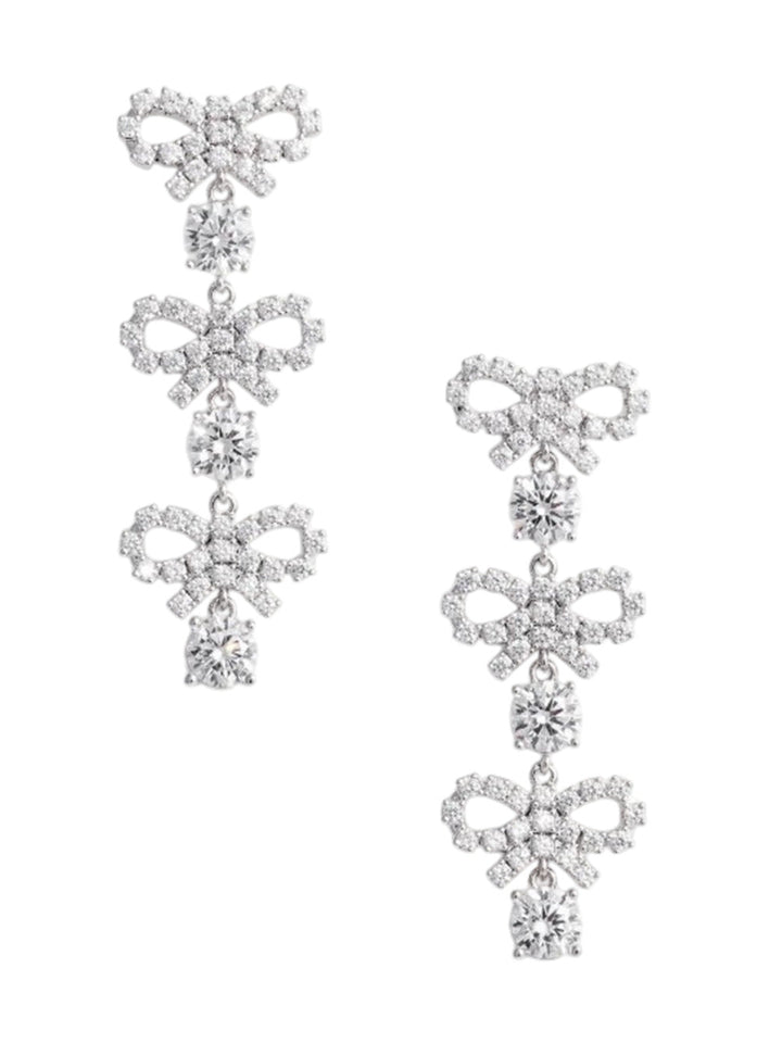 Self-Portrait Women Crystal Micro Bow Tiered Earrings