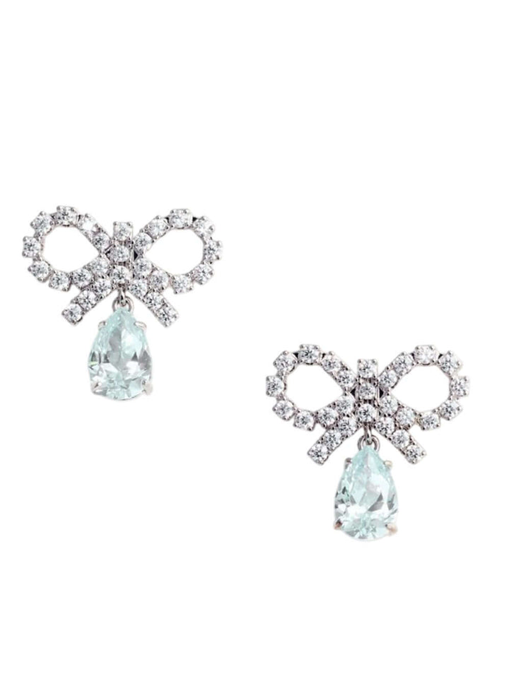 Self-Portrait Women Micro Bow Blue Drop Earrings