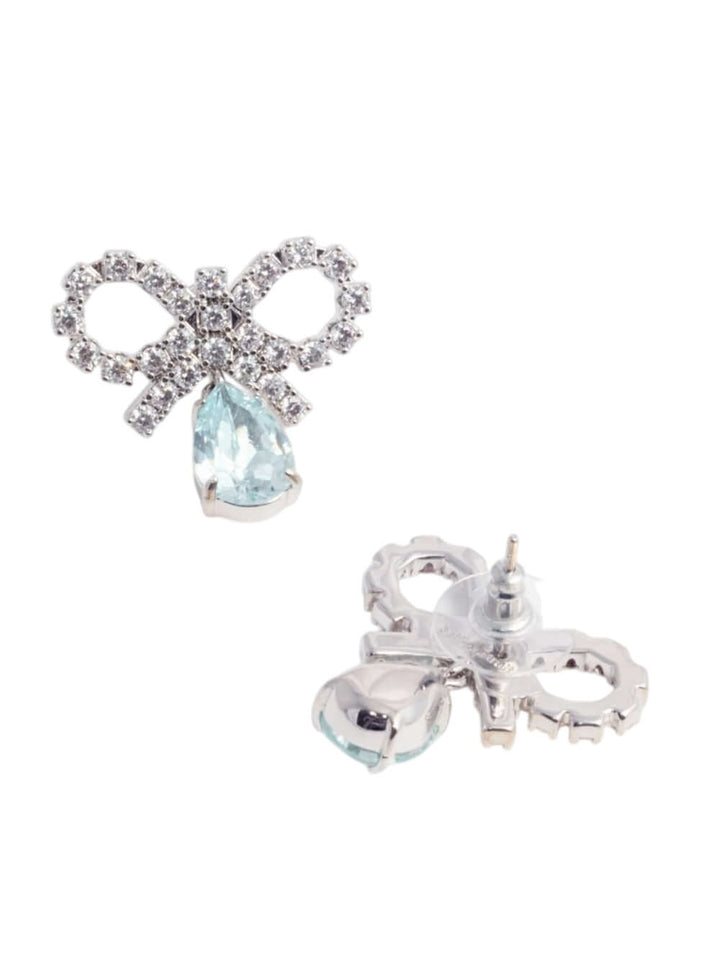 Self-Portrait Women Micro Bow Blue Drop Earrings