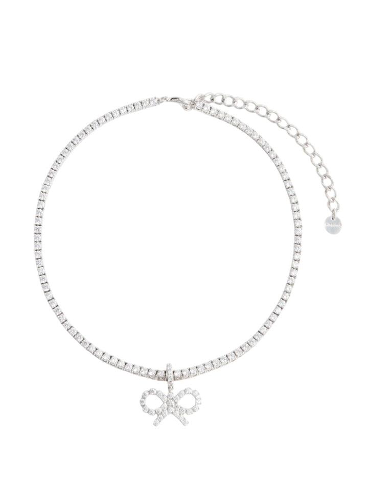 Self-Portrait Women Crystal Bow Tennis Necklace