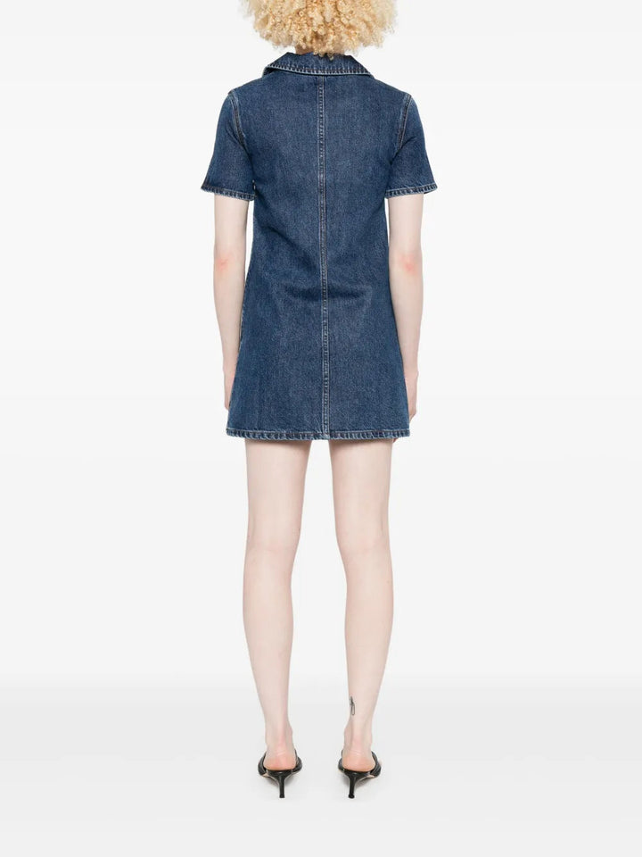 Self-Portrait Women Women`S Blue V-Neck Denim Dress