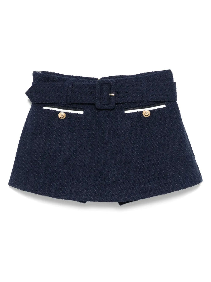 Self-Portrait Women Bouclé Mini Skirt With Shorts