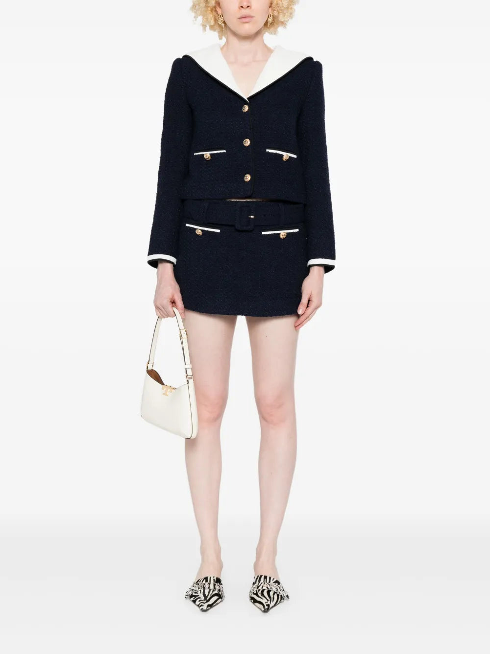 Self-Portrait Women Bouclé Mini Skirt With Shorts