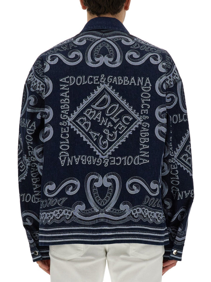 Dolce & Gabbana Men Navy Print Cardigan