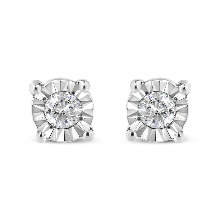 10K Yellow Gold Plated .925 Sterling Silver 1/10 Cttw Round Brilliant-Cut Diamond Miracle-Set Stud Earrings (J-K Color, I3 Clarity)