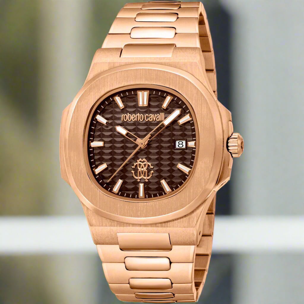 Roberto Cavalli men's rose gold analog Watches
