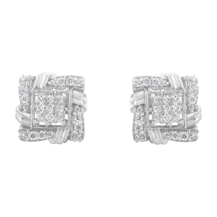 .925 Sterling Silver 1/2 Cttw Round-Cut Diamond Stud Earrings (I-J Color, I1-I2 Clarity)