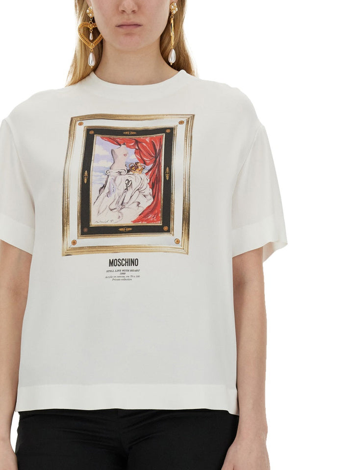 Moschino Women Enver Satin Blouse Still Life With Heart