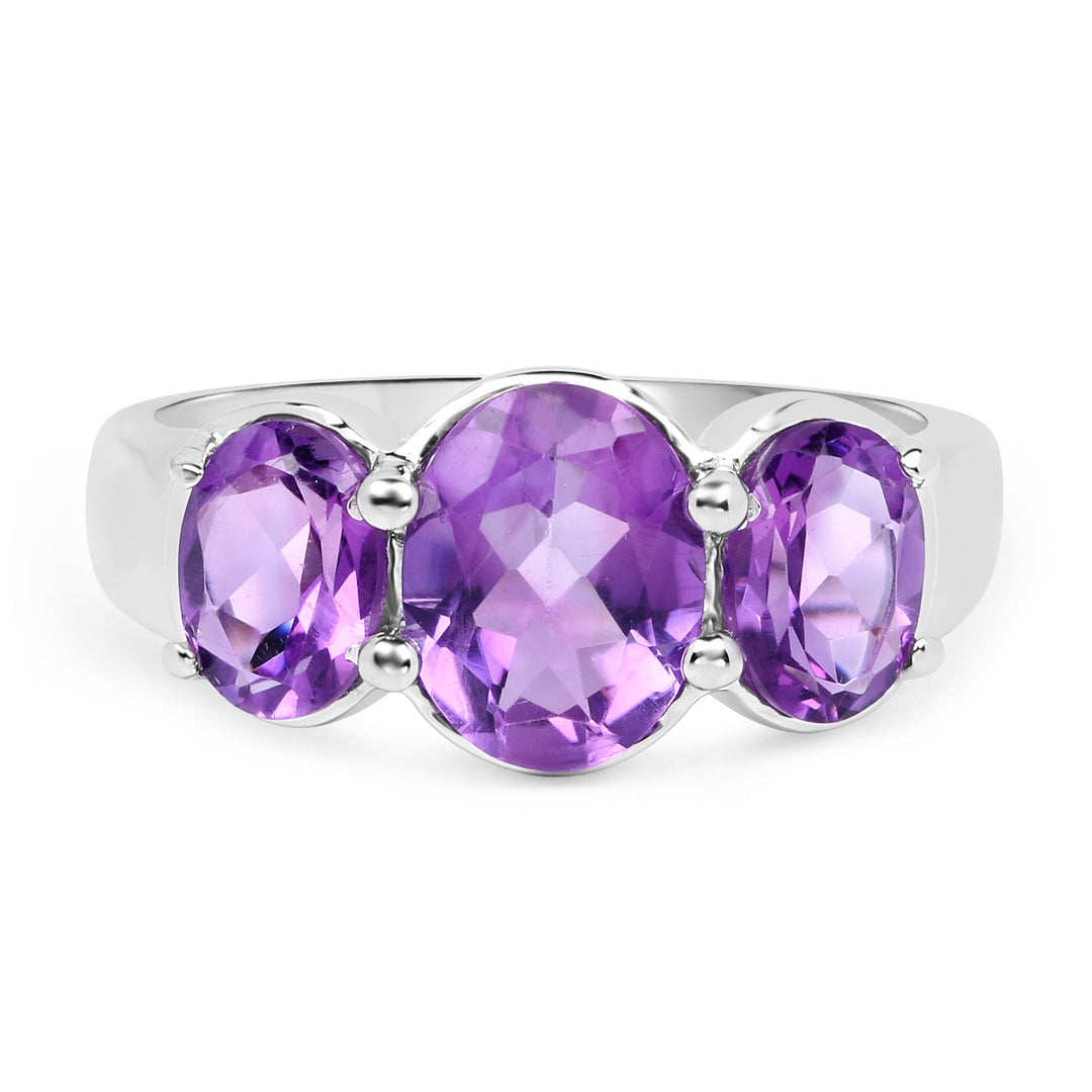 3.20 Carat Genuine Amethyst .925 Sterling Silver Ring
