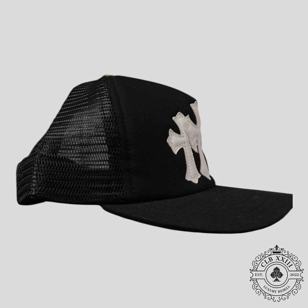 Chrome Hearts Triple Cross Trucker Hat in Black / White