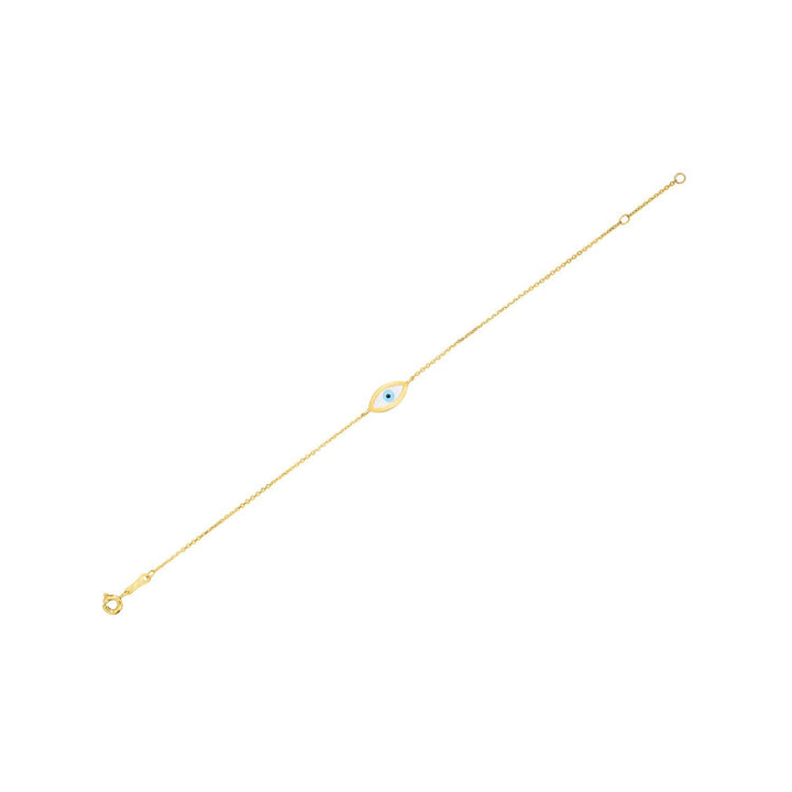 14k Yellow Gold MOP Evil Eye Bracelet (1.00 mm)