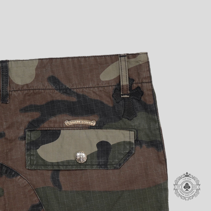 Chrome Hearts Cross Patch Canvas Shorts in Camo