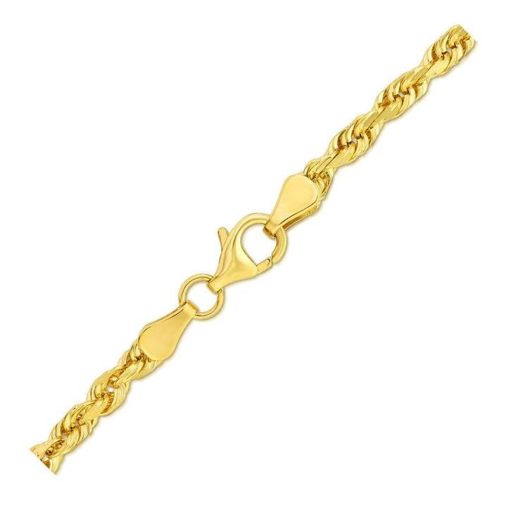 4.0mm 10k Yellow Gold Solid Diamond Cut Rope Bracelet