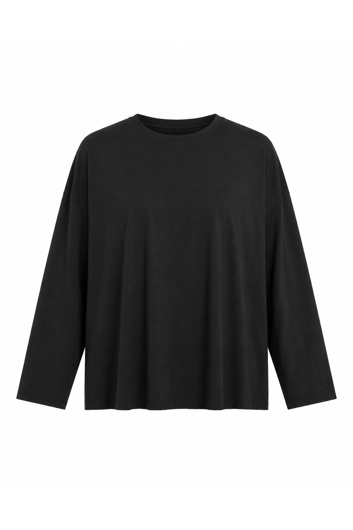 Pima Cotton Luxury Boxy T-Shirt - Black