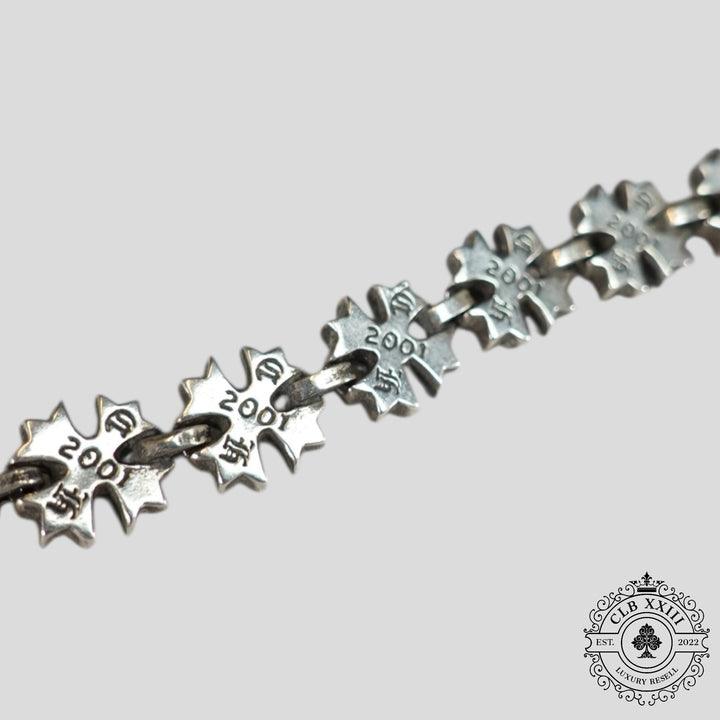 CHROME HEARTS Tiny Plus Sterling Silver Bracelet – 7” Authentic