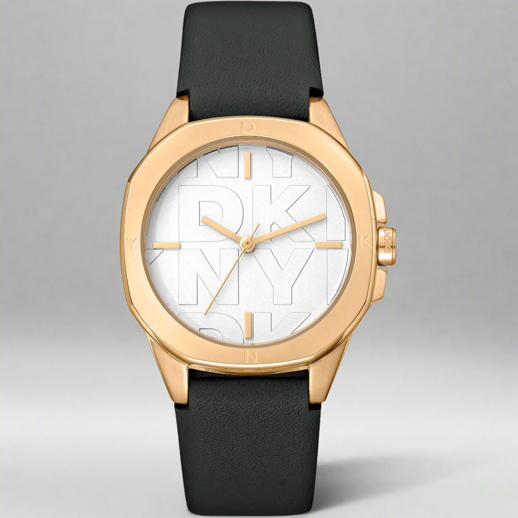 DKNY women's white logo dial analog Watches