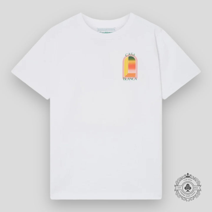 Casablanca Gradient Arch Logo Tee in White &amp; Pink